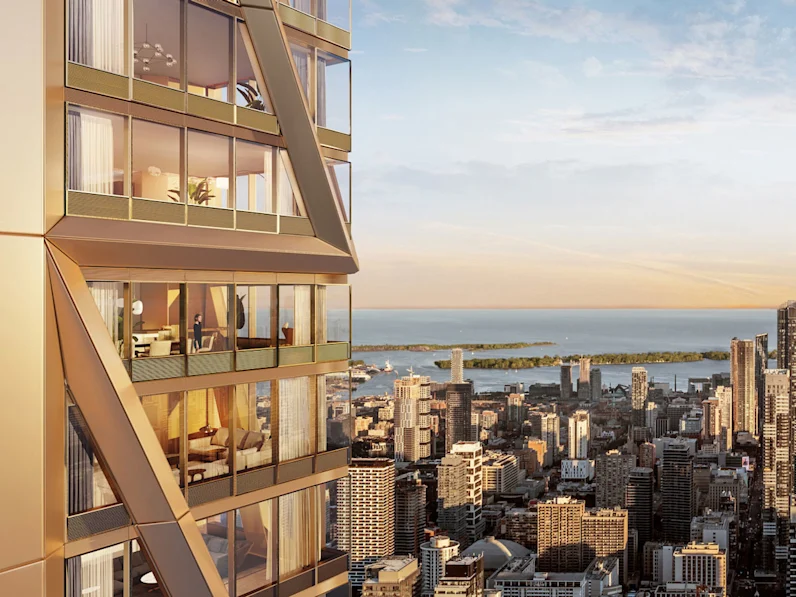 One Bloor West residences overlooking downtown Toronto and Lake Ontario